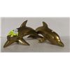Image 1 : PAIR OF BRASS DOLPHINS 11 INCHES