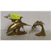 Image 1 : PAIR OF BRASS DOLPHINS 3.5 AND 4.5 INCHES