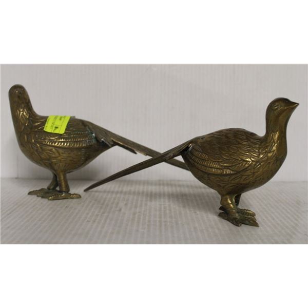 PAIR OF BRASS BIRDS 13 INCHES LONG