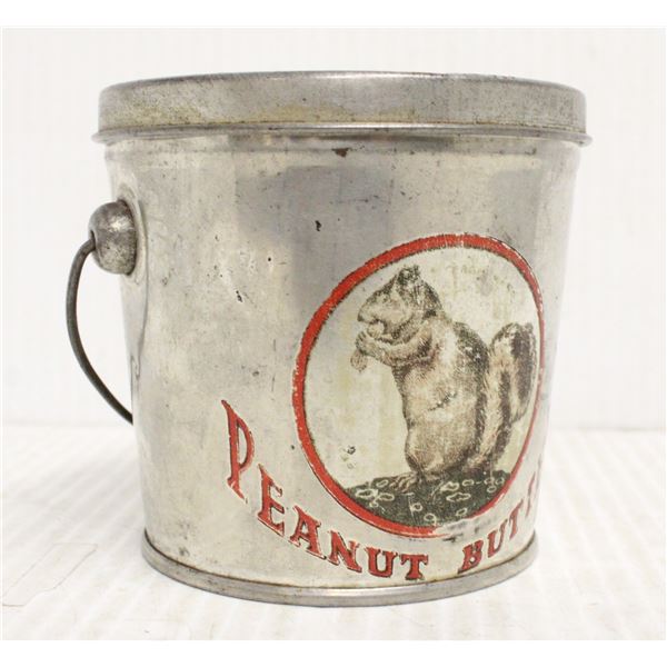 SQUIRREL PEANUT BUTTER TIN 3.5 INCHES TALL