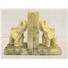 Image 1 : PAIR OF BOOKENDS ALABASTER ELEPHANTS
