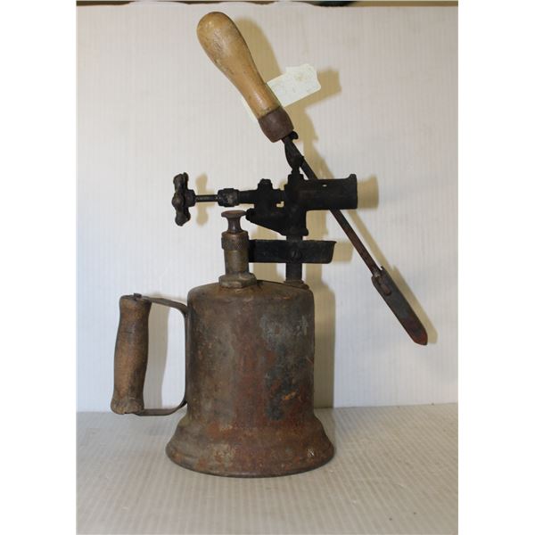 OLD BLOW TORCH WITH SOLDERING IRON