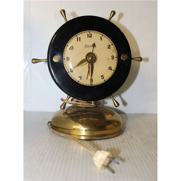 ENSIGN ELECTRIC SHIPS WHEEL CLOCK