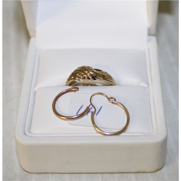GOLD RING AND EARRINGS