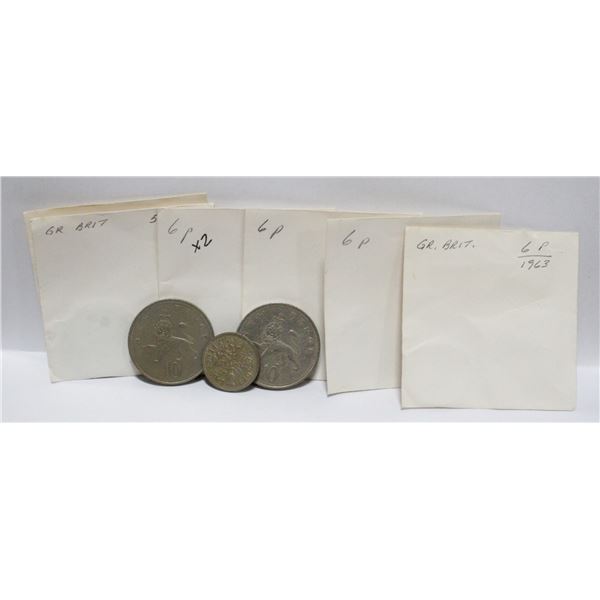 BUNDLE OF OLD GREAT BRITIAN CURRENCY 5, 6 + 10