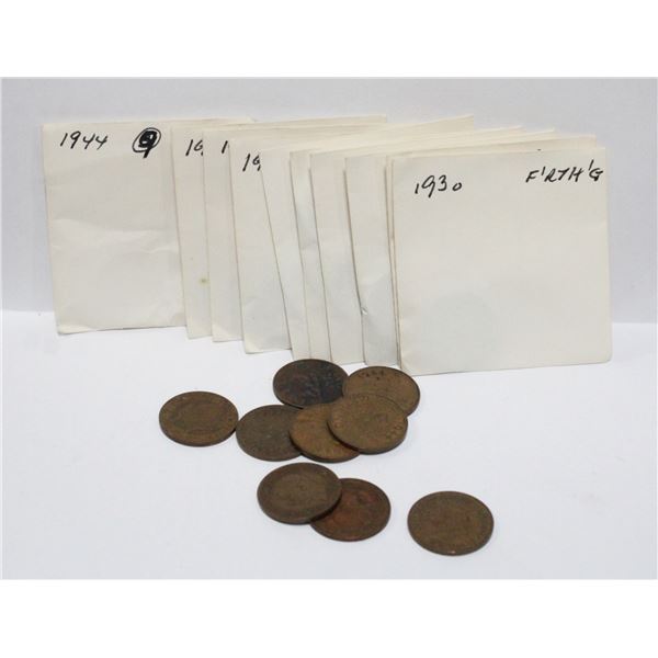 BUNDLE OF OLD ENGLISH FARTHING CURRENCY FROM