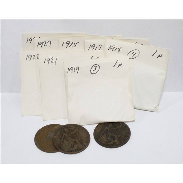 BUNDLE OF OLD GREAT BRITIAN CURRENCY 1 PENCE