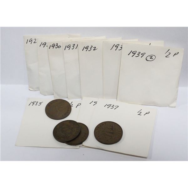 BUNDLE OF OLD PENCE CURRENCY - 1/2 PENCE