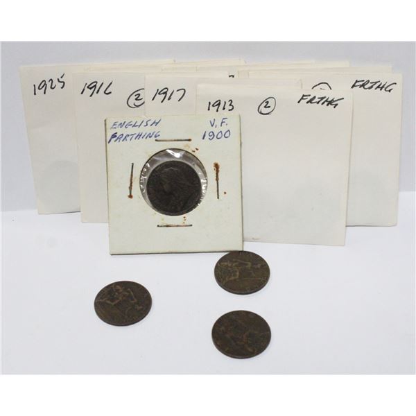 BUNDLE OF OLD ENGLISH FARTHING CURRENCY FROM