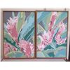 Image 1 : Qty 2 Floral Artwork Signed Norman D. Carby '92 in Wood Frames 25"x37"