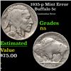 Image 1 : 1935-p Buffalo Nickel Mint Error 5c Grades f+