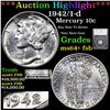 Image 1 : ***Auction Highlight*** 1942/1-d Mercury Dime 10c Graded ms64+ fsb By SEGS (fc)
