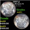 Image 1 : 1887-p Morgan Dollar $1 Grades GEM+ Unc