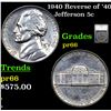 Image 1 : Proof 1940 Jefferson Nickel Reverse of '40 5c Graded pr66 By SEGS