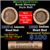 Image 1 : Mixed small cents 1c orig shotgun roll, 1917-d Wheat Cent, 1888 Indian Cent other end, Brinks Wrappe