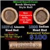 Image 1 : Mixed small cents 1c orig shotgun roll, 1917-d Wheat Cent, 1898 Indian Cent other end, Brinks Wrappe