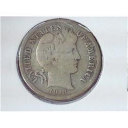 1913 Barber Dime (VG)