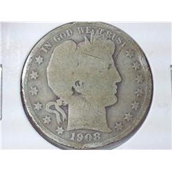 1908-D Barber Half Dollar