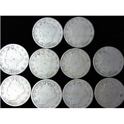 10 Assorted Liberty "V" Nickels