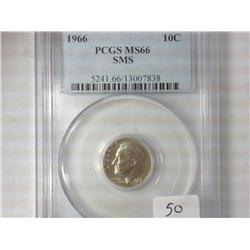 1966 Roosevelt Dime PCGS MS66SMS
