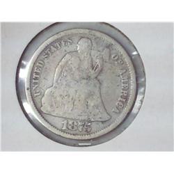 1875-CC  Seated Liberty Dime