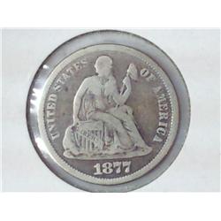 1877 Seated Liberty Dime (VG+)