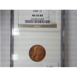 2008 Lincoln Cent NGS MS66RB