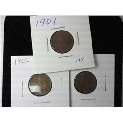 1901, 1902 And 1903 Indian Head Cents