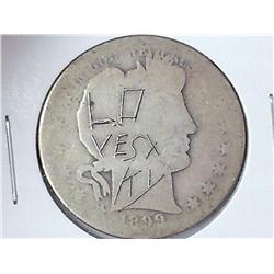 1899-S Barber Half Dollar, Better Date W/ Graffiti