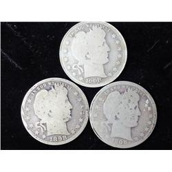 3 Assorted Barber Quarters