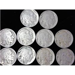 10 Assorted 1930'S Buffalo Nickels
