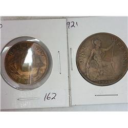 1940 British Half Penny And 1921 British One Penny