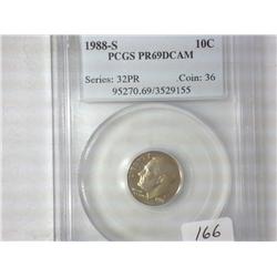 1988-S Roosevelt Dime PCGS PR69DCAM