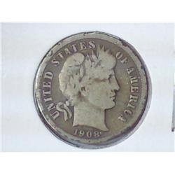 1908 Barber Dime