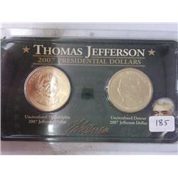 2007-P And 2007-D Jefferson Dollars (UNC)
