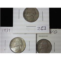 1938, 1939 And 1940-S Jefferson Nickels