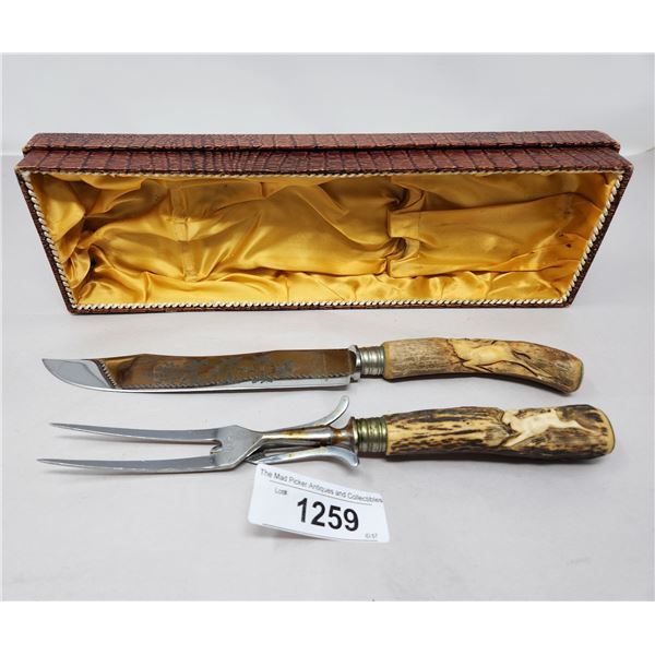Retro Carved Antler Carving Set