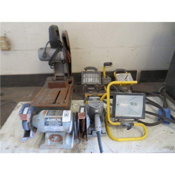 Bench Grinder, Shop Lights, Sander, Cut Off Saw