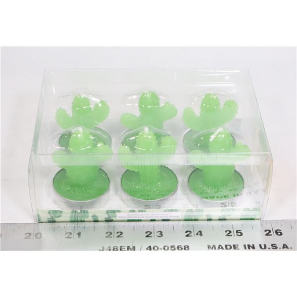 NEW 6PC CACTUS TEA CANDLE SET