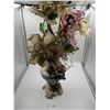 Image 1 : Ornate Well Kept Porcelain Flower Vase With Artificial Flowers 15" Tall