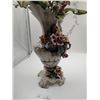 Image 2 : Ornate Well Kept Porcelain Flower Vase With Artificial Flowers 15" Tall