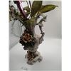 Image 4 : Ornate Well Kept Porcelain Flower Vase With Artificial Flowers 15" Tall