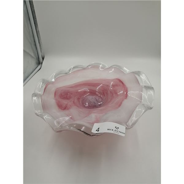 Made in Italy Art Glass Bowl With Ornate 4.25" x 12 Diameter