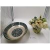 Image 1 : Ornate Glass Fruit Bowl 10.5" Wide x 14" Long   With Artificial Plant 9.5" Tall in Glass Sphere