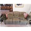Image 1 : Vintage Upholstered Sklar Peppler Sofa 5 Throw Pillows 34" Tall x 86" Long x 33" Deep