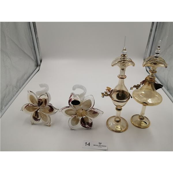 Two Murano Art Glass Pieces Plus Two More Murano Art Glass Pieces 11" Tallest