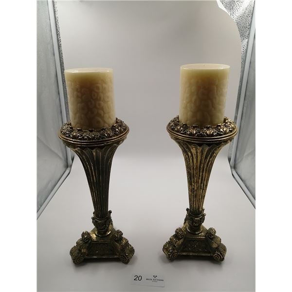 Ornate Candle Holders 12" Tall With Candles Included