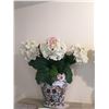 Image 1 : Painted Ceramic Vase 19" With Artificial Flowers
