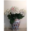 Image 1 : Painted Ceramic Vase 19" With Artificial Flowers