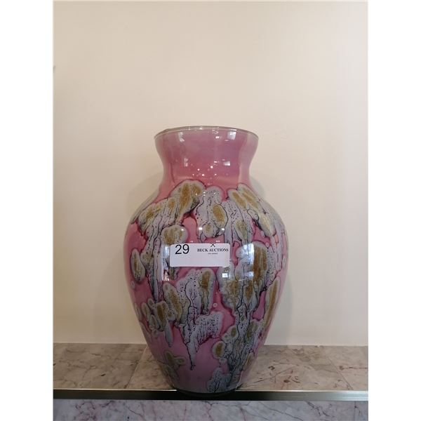 Large Painted Glass Vase 14" Tall